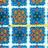 African Print Fabric - White, Blue, Orange, Green ‘Uyo Descript’, Yard or Wholesale