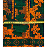 African Print Fabric/ Ankara - Green, Orange, Navy 'Kellan’, YARD or WHOLESALE