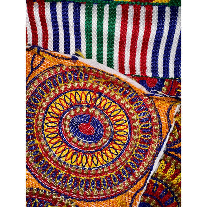 African Fabric/ Woven Kente - Orange, Red, Blue, Green, Metallic Gold “Aboagye”, 6 Yards