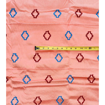African Fabric/ Woven, Embroidered Kente - Pink, Blue “Siisi”, ~2 Yards