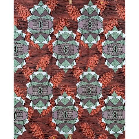 African Print Fabric/ Ankara - Brownish Pink, Slate, Brown ‘Love Lock' Pattern