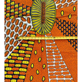 African Print Fabric/ Ankara - Orange, Navy, Yellow 'Blessed Womb', YARD or WHOLESALE