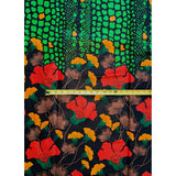 African Print Fabric/ Ankara - Green, Black, Orange 'Fatou’s Garden' Design