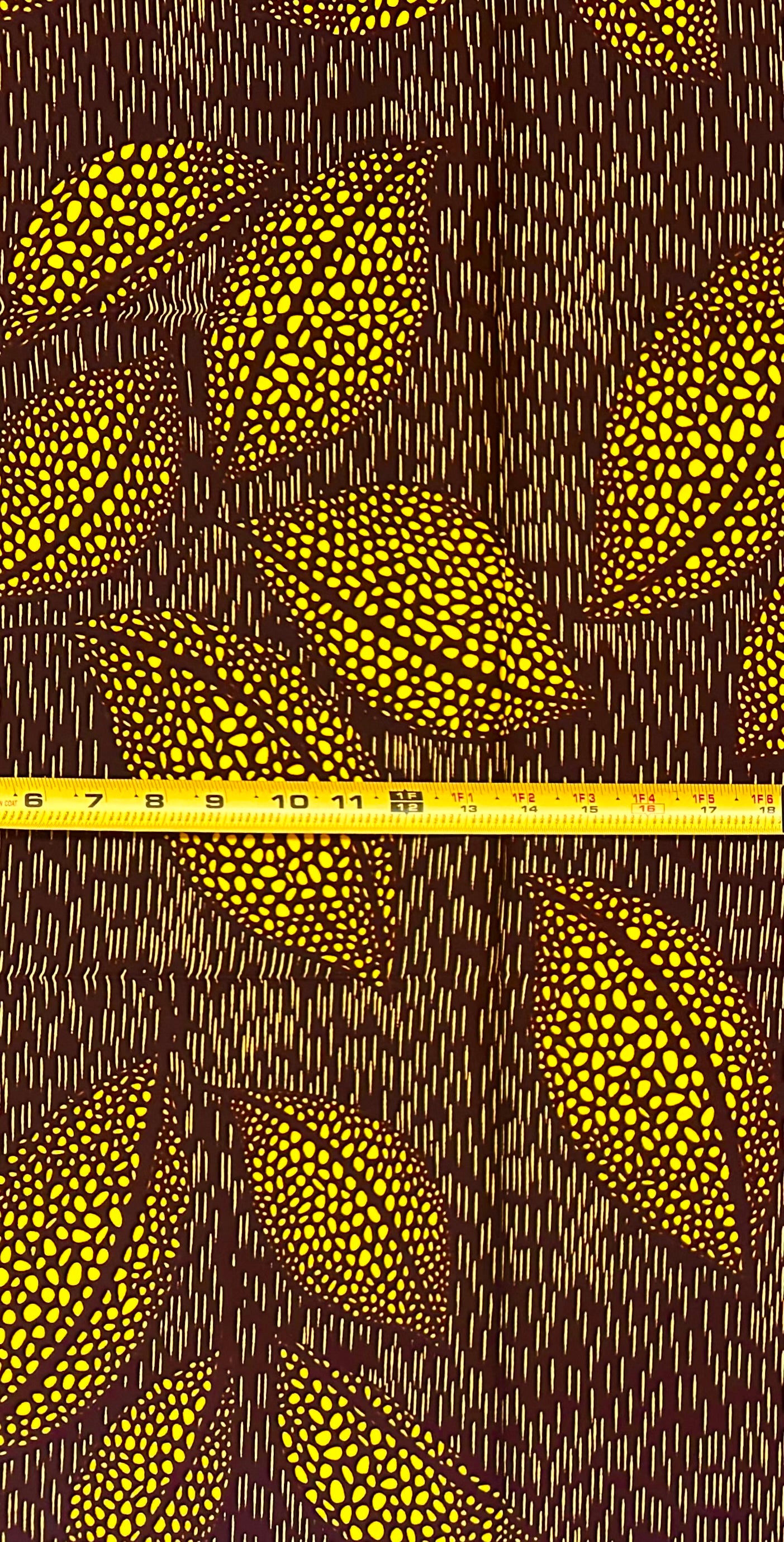 African Print Fabric/ Ankara - Yellow, Brown "Baobab Gold", 1 YARD