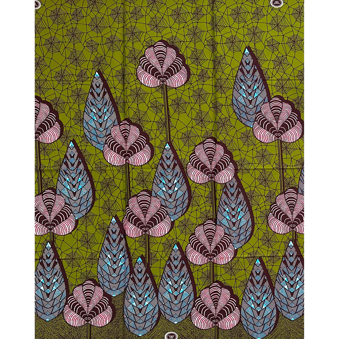 African Print Fabric/Ankara - Green, Pink, Blue "Míraẹ̀ Grove" Design