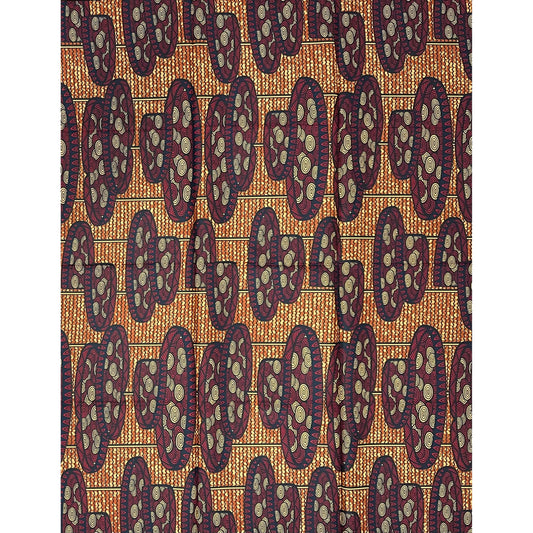 African Print Fabric/ Ankara - Red, Brown ‘Anambra Vibration', 1 Yard