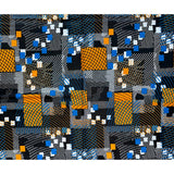 African Print Fabric/ Ankara - Blue, Black, Marigold 'African Billionaire' Design, YARD or WHOLESALE