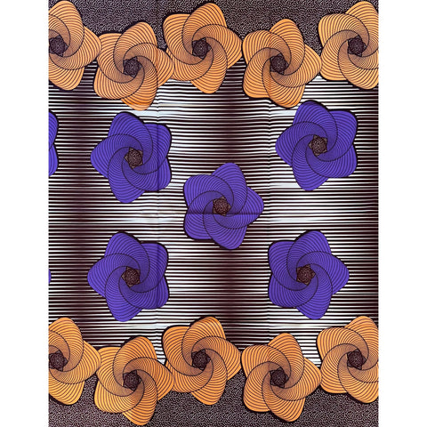 African Print Fabric/Ankara - Shades of Brown, Purple, White "Séraphine" Design