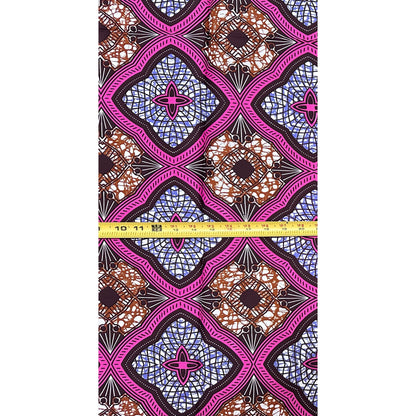 African Print Fabric/ Ankara - Purple, Brown 'Zikora', 1 YARD