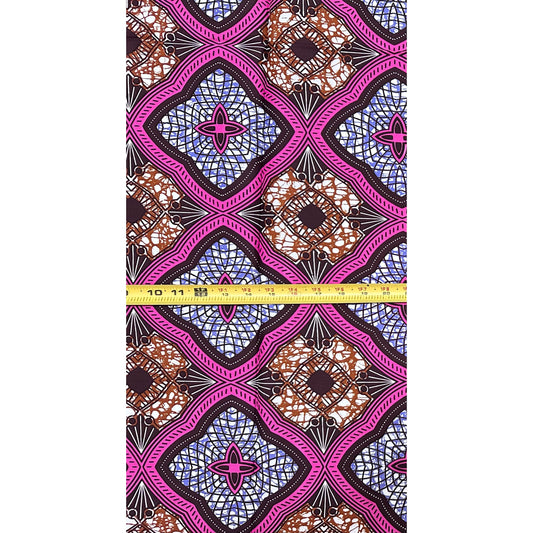 African Print Fabric/ Ankara - Purple, Brown 'Zikora', 1 YARD