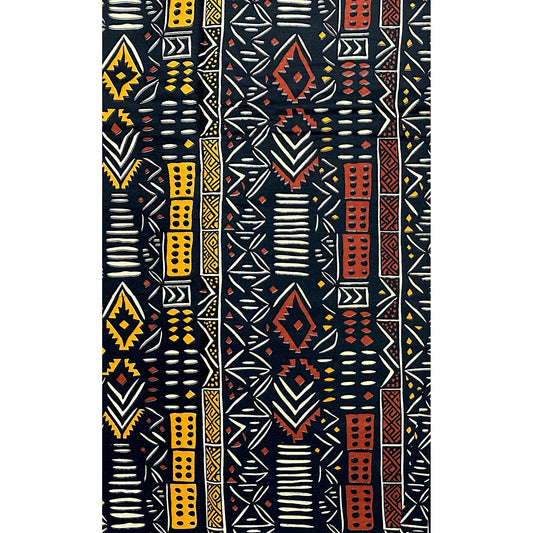 African Print Fabric/ Ankara - Black, Brown, Beige, Marigold "The Knowing", YARD or WHOLESALE