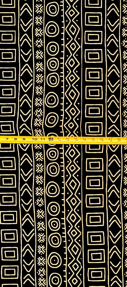 African Print Fabric/ Ankara - Black, Brown "Lineage Code", YARD or WHOLESALE