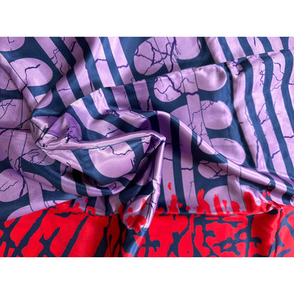 African Print, Satin Fabric - Purple, Blue, Red, Green "Malia", Yard or Wholesale