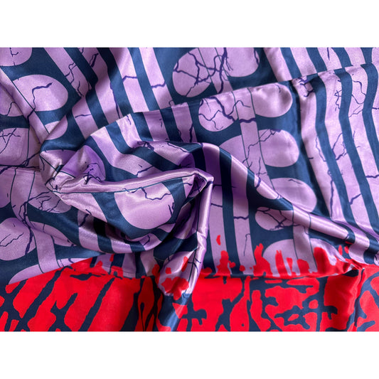 African Print, Satin Fabric - Purple, Blue, Red, Green "Malia", Yard or Wholesale