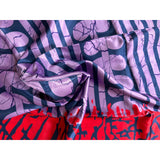 African Print, Satin Fabric - Purple, Blue, Red, Green "Malia", Yard or Wholesale