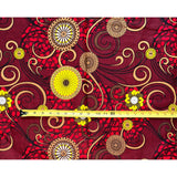 African Print Fabric/ Ankara - Red, Yellow, Brown, Black 'Malika' Design, YARD or WHOLESALE