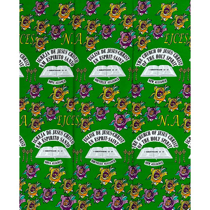 African Print Fabric/ Ankara - Green 'The Greatest of These Is Love,’ 1 YARD