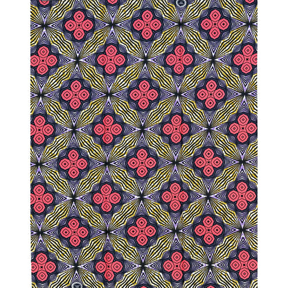 African Print Fabric/ Ankara - Purple, Pink, Brown, Navy 'Adinkra Stars' Design