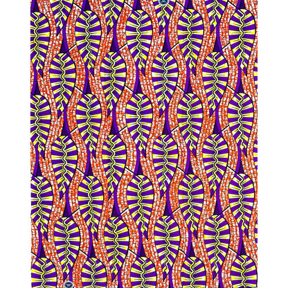 African Print Fabric/ Ankara - Orange, Purple, Yellow 'Ayé Nla,’ YARD