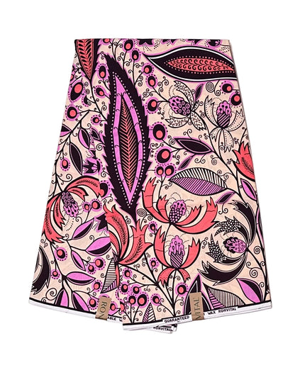 African Print Fabric/Ankara - Pink, Purple, Brown 'Petal Theory', YARD or WHOLESALE