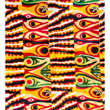 African Print, Satin Fabric - Yellow, Red, Black, Green "Khemet Pepper", Per Yard or Wholesale