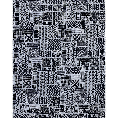 African Print Fabric/ Ankara - Gray, Black 'The Storykeepers' Design, YARD or WHOLESALE
