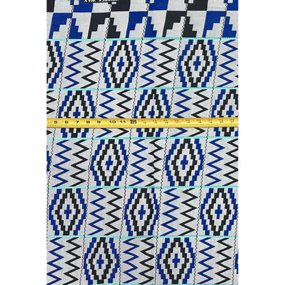 African Print Fabric/ Ankara - Blue, White, Black 'Azuri Meridian', YARD or WHOLESALE