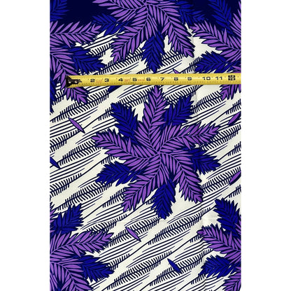 African Print Fabric/Ankara - Cream, Shades of Purple "Oju Ọrun Palm" Design