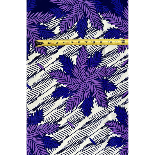 African Print Fabric/Ankara - Cream, Shades of Purple "Oju Ọrun Palm" Design