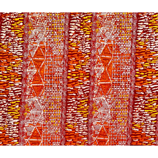 African Print Fabric/ Ankara - Orange, Brown, Beige 'Ceylon’, YARD or WHOLESALE