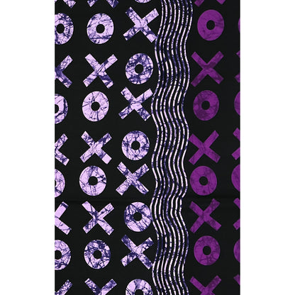 African Print Fabric/ Ankara - Shades of Purple, Black 'XOXO', Per Yard or Wholesale