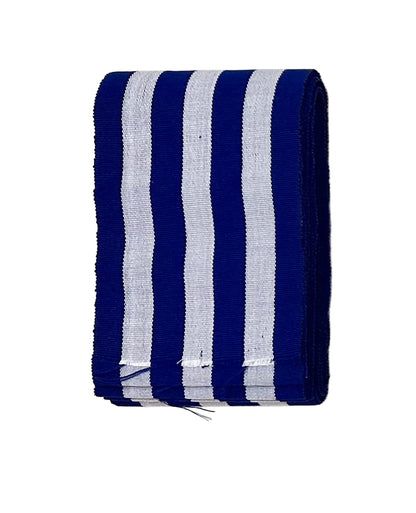 Aso-Oke Fabric / Yoruba Hand-Woven Textile – Navy, Light Gray ‘Femi’, Per Yard