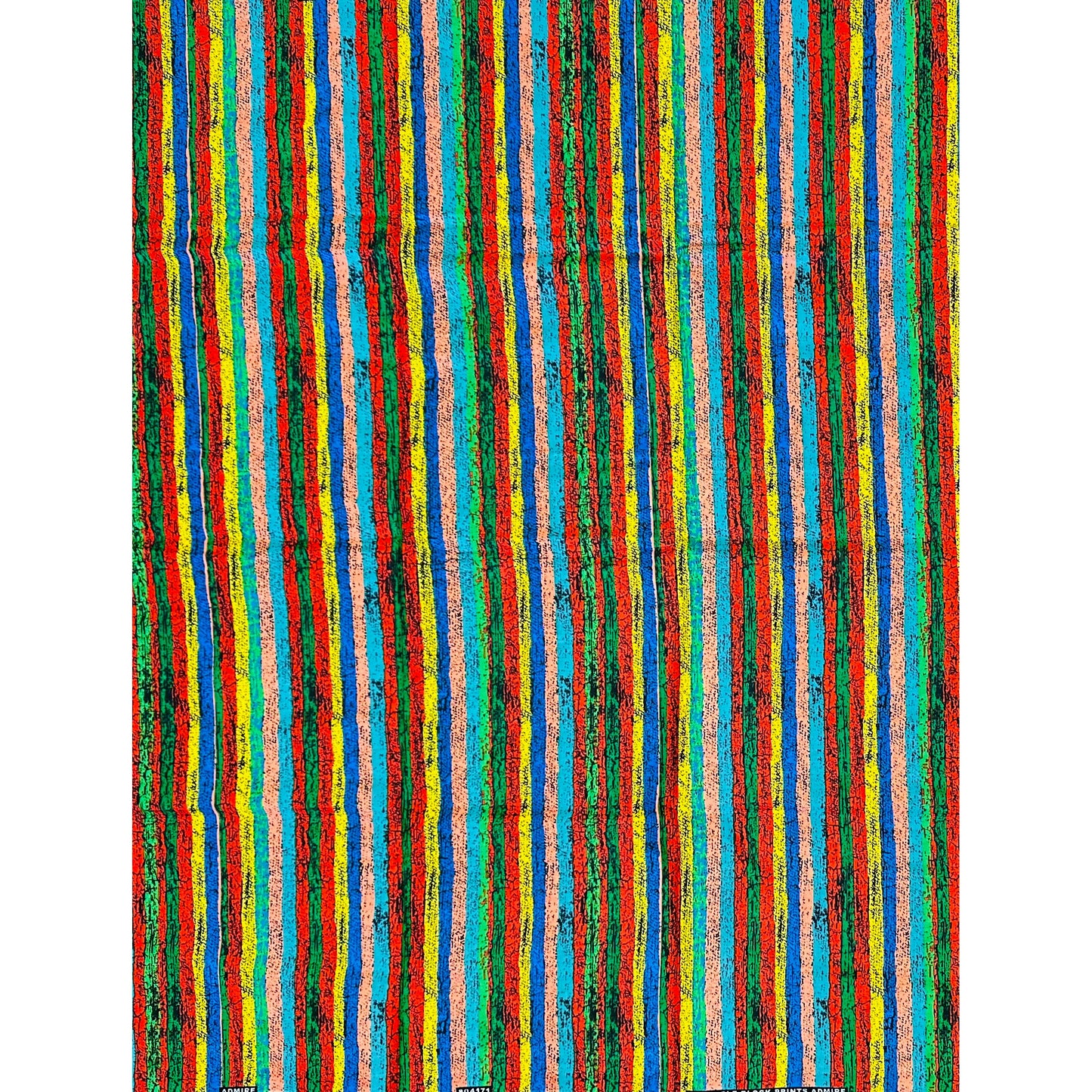 African Print Fabric/ Ankara - Red, Yellow, Blue, Teal, Green, Peach 'Strokes of Genius' Design, YARD or WHOLESALE