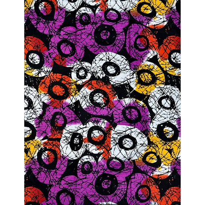 African Print Fabric/ Ankara - Purple, Orange, Rust Red, Yellow 'Afurika Pyro' Design, YARD or WHOLESALE