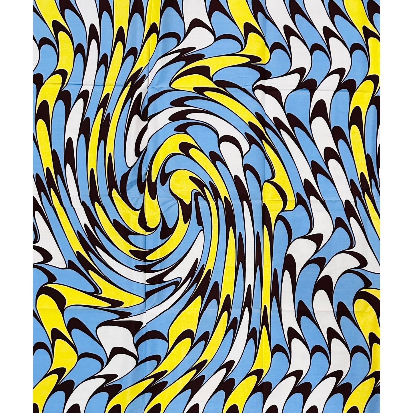 African Print Fabric/ Ankara - Blue,Yellow, Brown ‘Swirling Waters' Design, 1 YARD