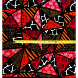 African Print Fabric/ Ankara - Black, Red, Orange 'Maasai Patchwork’ YARD or WHOLESALE