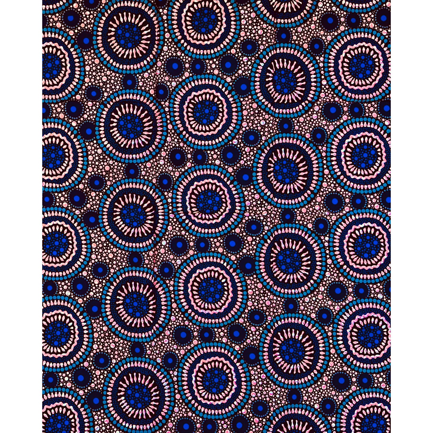 African Print Fabric/ Ankara - Pink, Blue, Gray, Black 'Frequency,’ 1 YARD