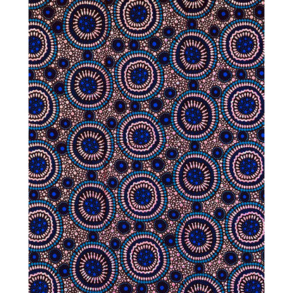 African Print Fabric/ Ankara - Pink, Blue, Gray, Black 'Frequency,’ 1 YARD