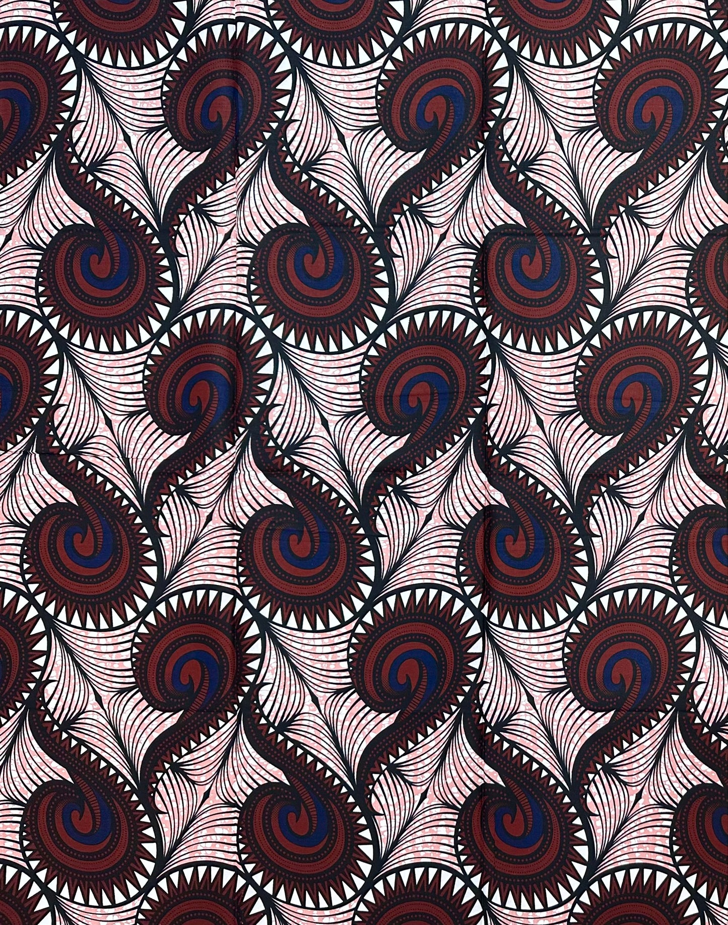 African Print Fabric/ Ankara - Brown, Navy, Black 'Lineage Call', 1 YARD