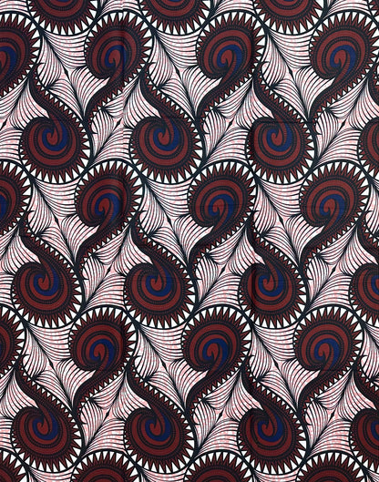 African Print Fabric/ Ankara - Brown, Navy, Black 'Lineage Call', 1 YARD