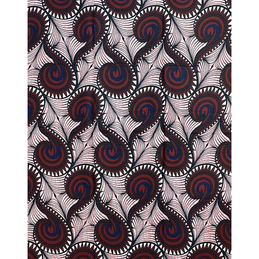 African Print Fabric/ Ankara - Brown, Navy, Black 'Lineage Call', 1 YARD