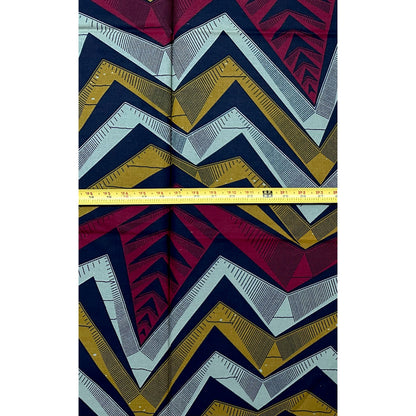 African Print Fabric/ Ankara - Gray, Brown, Red ‘Climbing Kano' Design, YARD