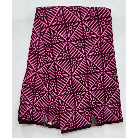 African Print Fabric/Ankara - Brown, Pink 'Kisat', YARD or WHOLESALE