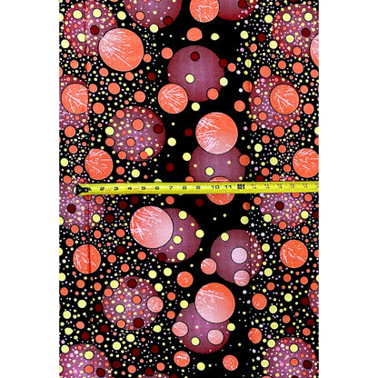 African Print Fabric/ Ankara - Black, Red, Coral, Beige 'Sunsé Dusk,’ 1 YARD