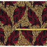 African Print Fabric/ Ankara - Brown, Red 'Femi Beaux' Design, YARD or WHOLESALE