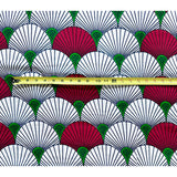 African Print Fabric/ Ankara - White, Red, Green 'Arwa' YARD or WHOLESALE