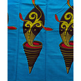 African Print Fabric/ Ankara - Blue, Brown, Green, Red 'Sani Coil', Per Yard or Wholesale