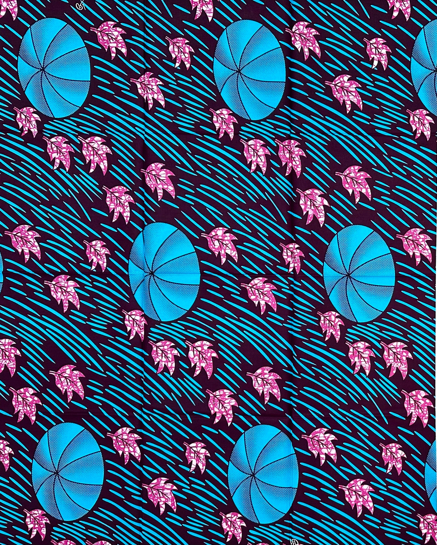 African Print Fabric/ Ankara - Blue, Pink, Brown ‘Everyone Knew It Would Rain' Design, YARD