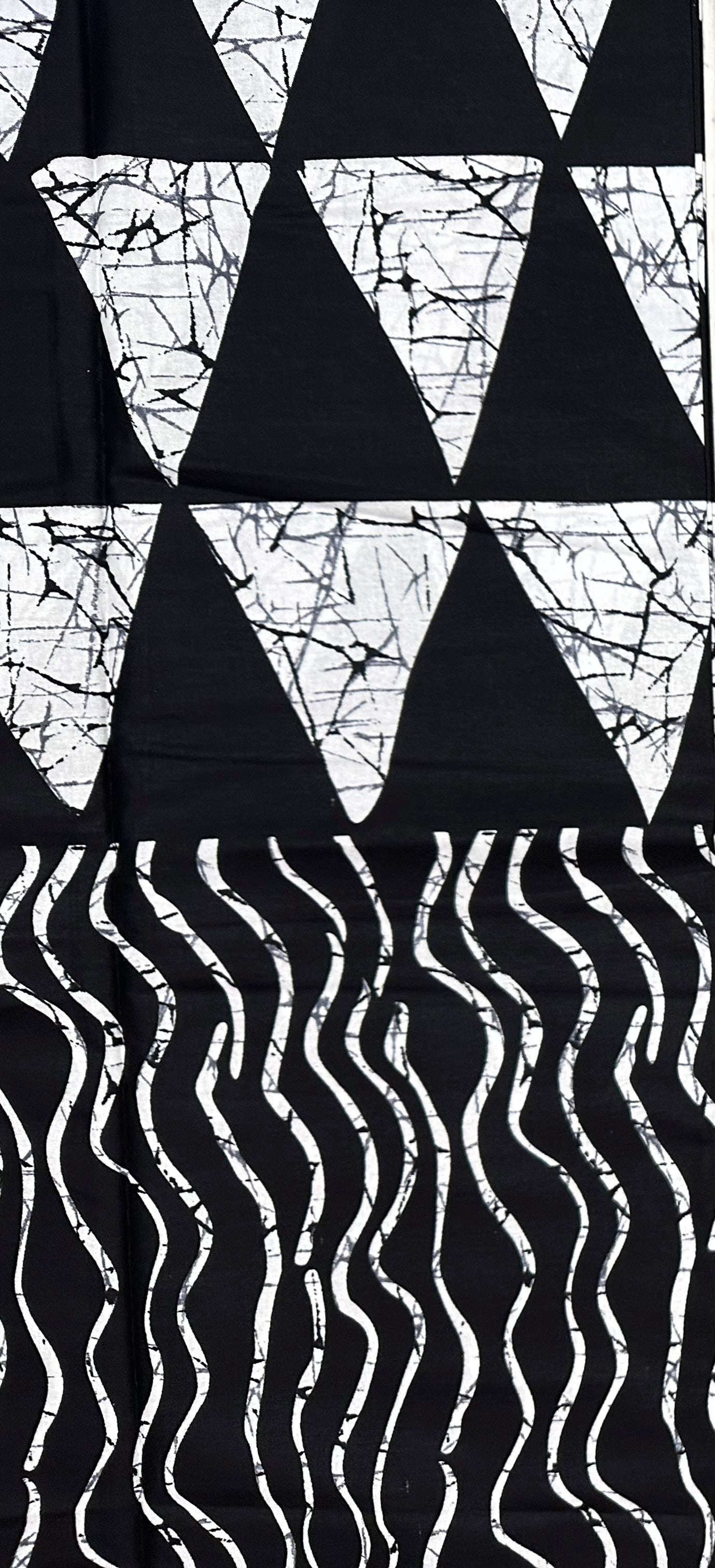 African Print Fabric/ Ankara - Black, White 'Off Script', Per Yard or Wholesale