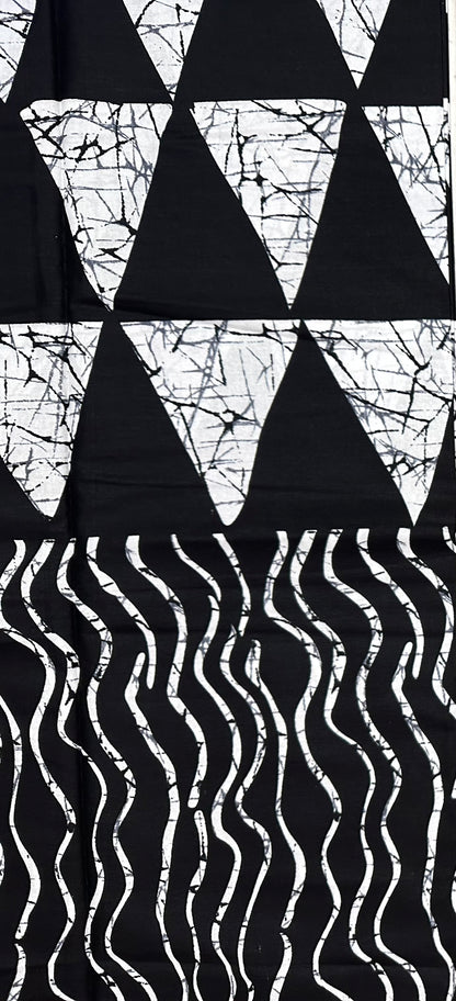 African Print Fabric/ Ankara - Black, White 'Off Script', Per Yard or Wholesale